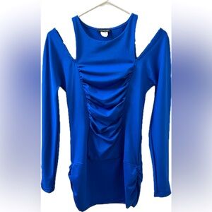 VENUS Cold Shoulder Blue Ruched Top S
